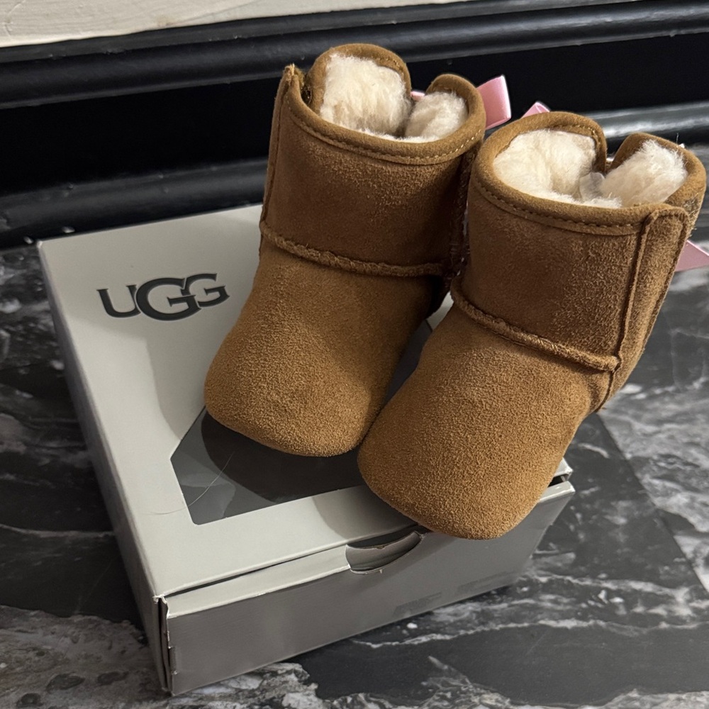 UGG Infant Chestnut Suede Sheepskin Booties